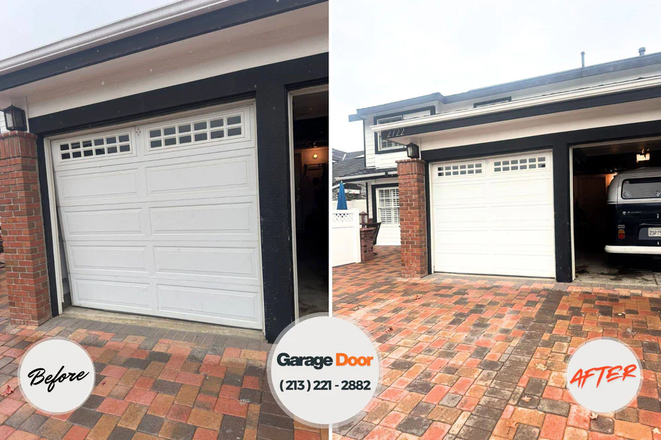 Before and after: garage door repair Lake Wisconsin, WI